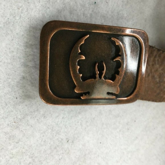 Zodiac Belt Womens Medium Brown Distressed Leather Cancer Sign Leather Crab #B - Picture 1 of 6